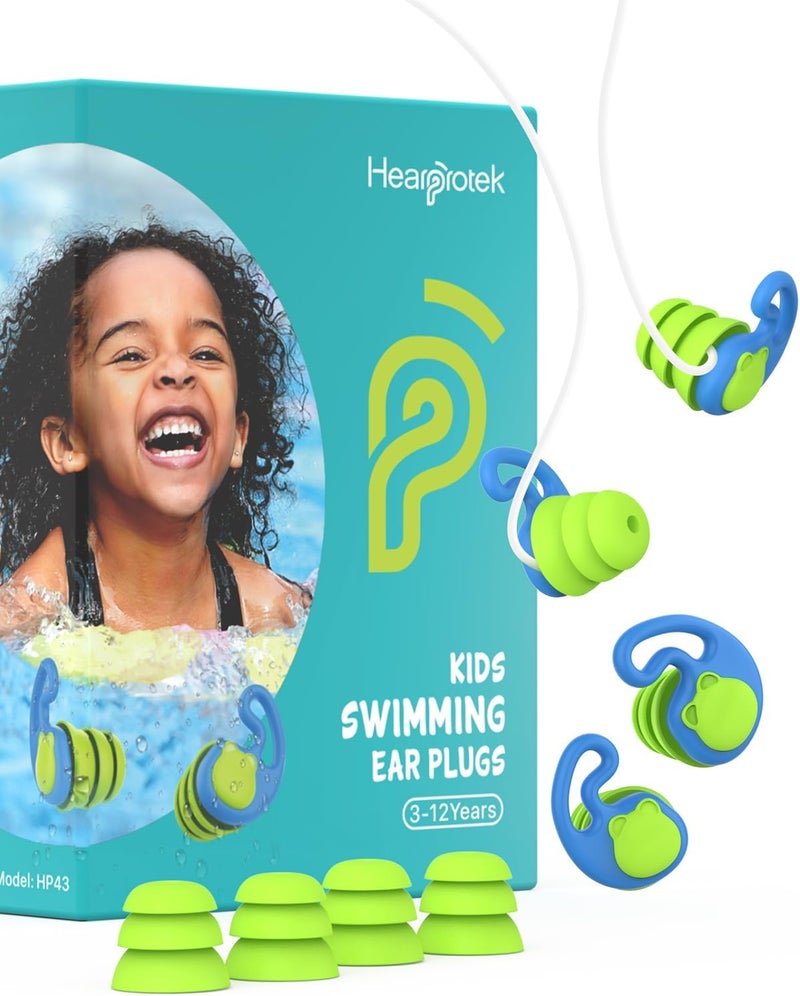 Hearprotek Swimming Ear Plugs for Kids, 2 Pairs Reusable Silicone Waterproof earplugs for Small Ear canals Toddlers∣Child Ear Protection for Swim Ear,Shower,Bath,Pool and Water Sports (3-12yrs) - Image 1